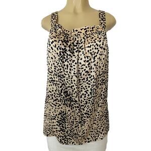 St John Collection Silk Top Sleeveless Blouse Animal Beige Black Square …
